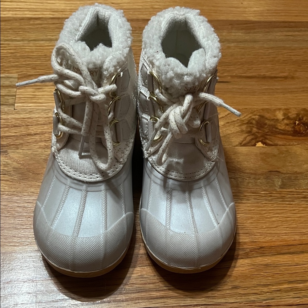 Pre-Owned Sperry Port Alpine Jr Girls Duck Boots Size 13M White